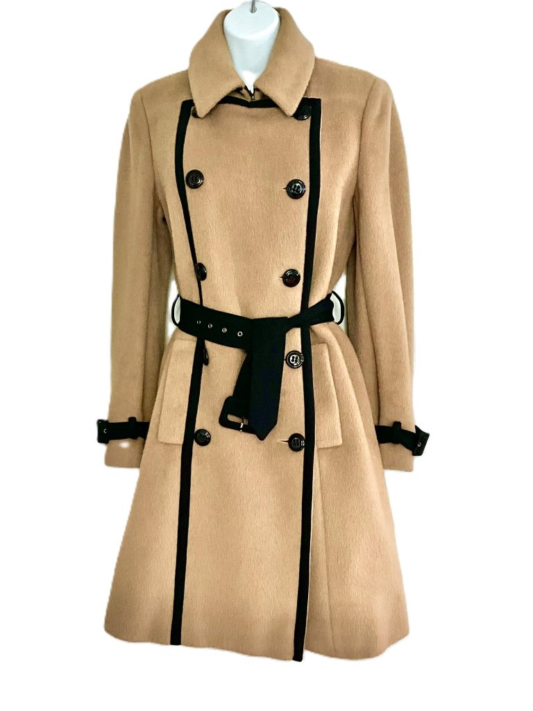 Moschino Cheap And Chic Wool Mohair Coat Camel Double Breasted Size Us 8 Italy